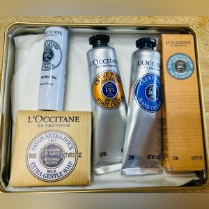 L’Occitane 5 piece gift set in decorative tin.  NWT